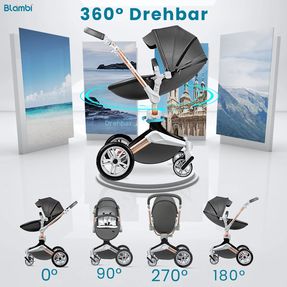 Blambi® Premium Kombi-Kinderwagen "Signature Series" 360 Grad Drehbar