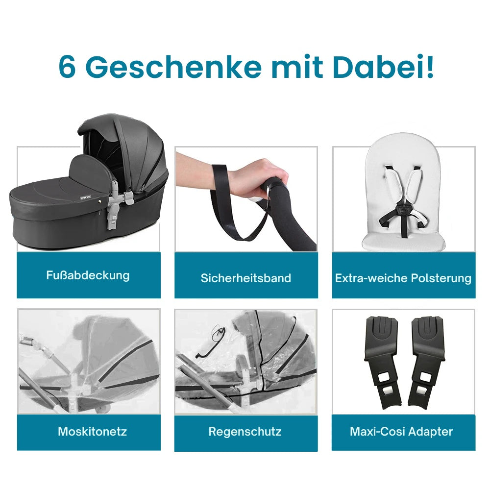Blambi® Premium Kombi-Kinderwagen "Signature Series" 360 Grad Drehbar