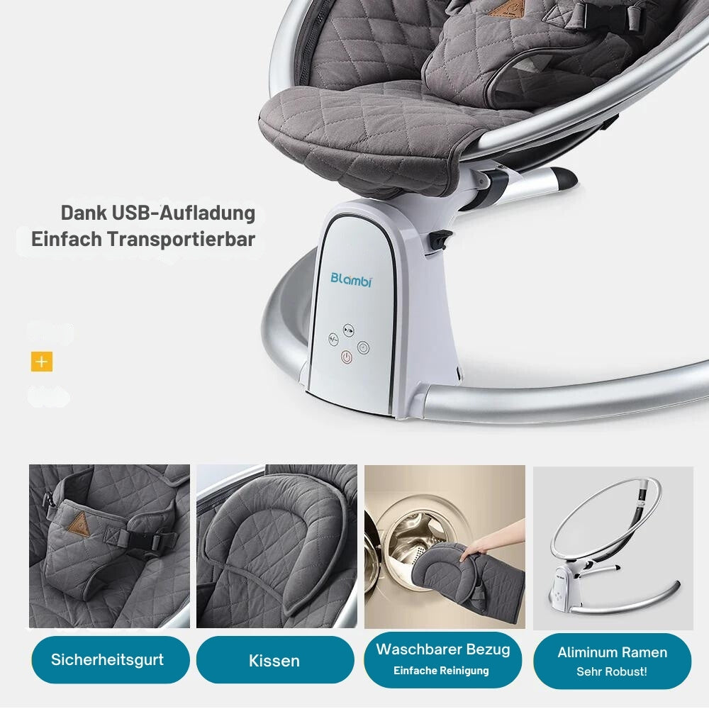 Blambi® Elektrische Babywippe mit Bluetooth