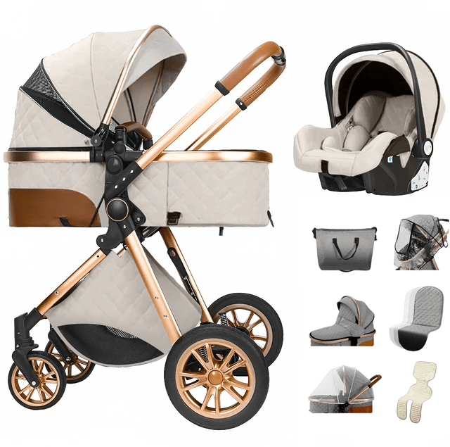 Blambi® Luxus Kombi-Kinderwagen Premium 3in1 "Sirius Pro 2"