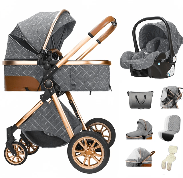 Blambi® Luxus Kombi-Kinderwagen Premium 3in1 "Sirius Pro 2"