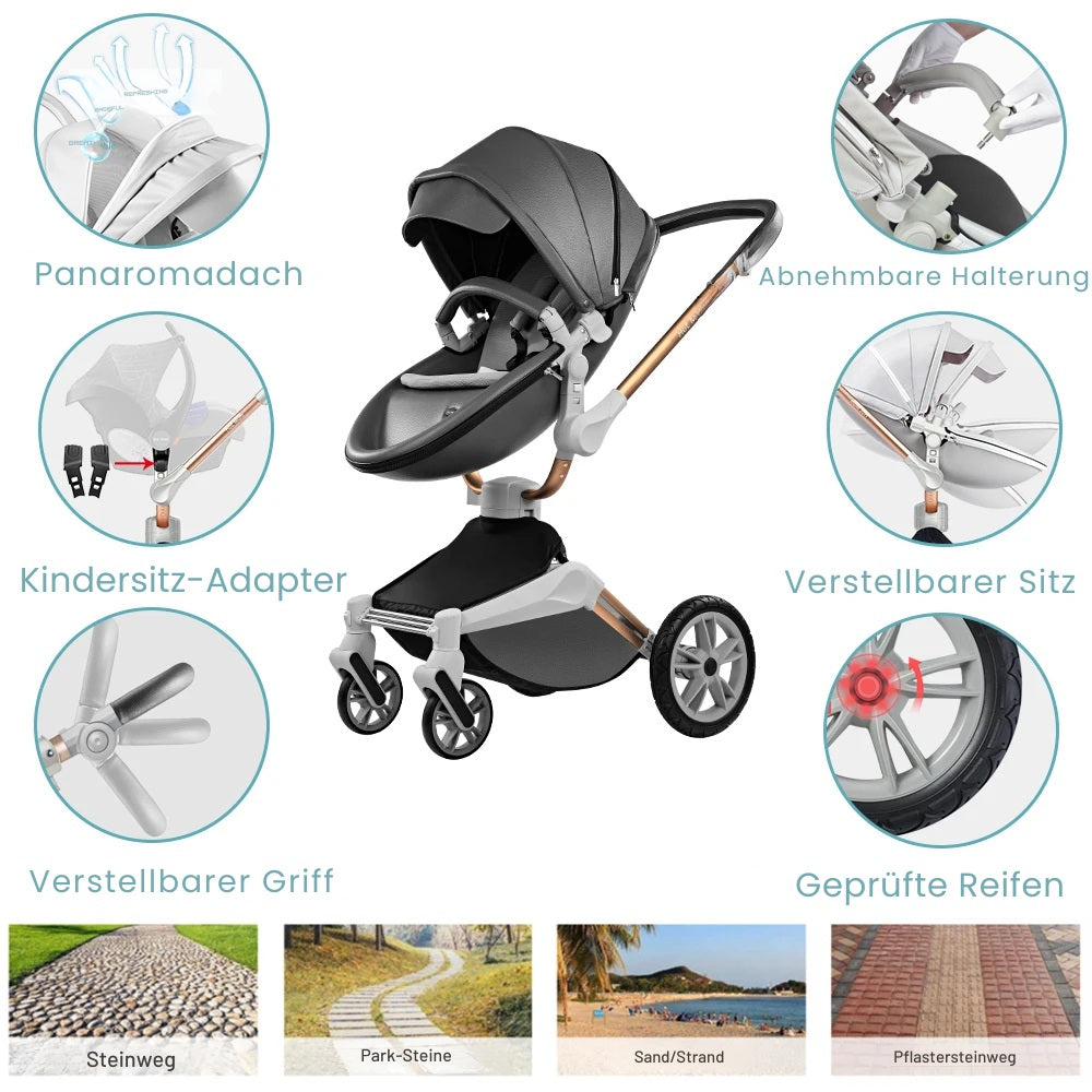 Blambi® Premium Kombi-Kinderwagen "Signature Series" 360 Grad Drehbar