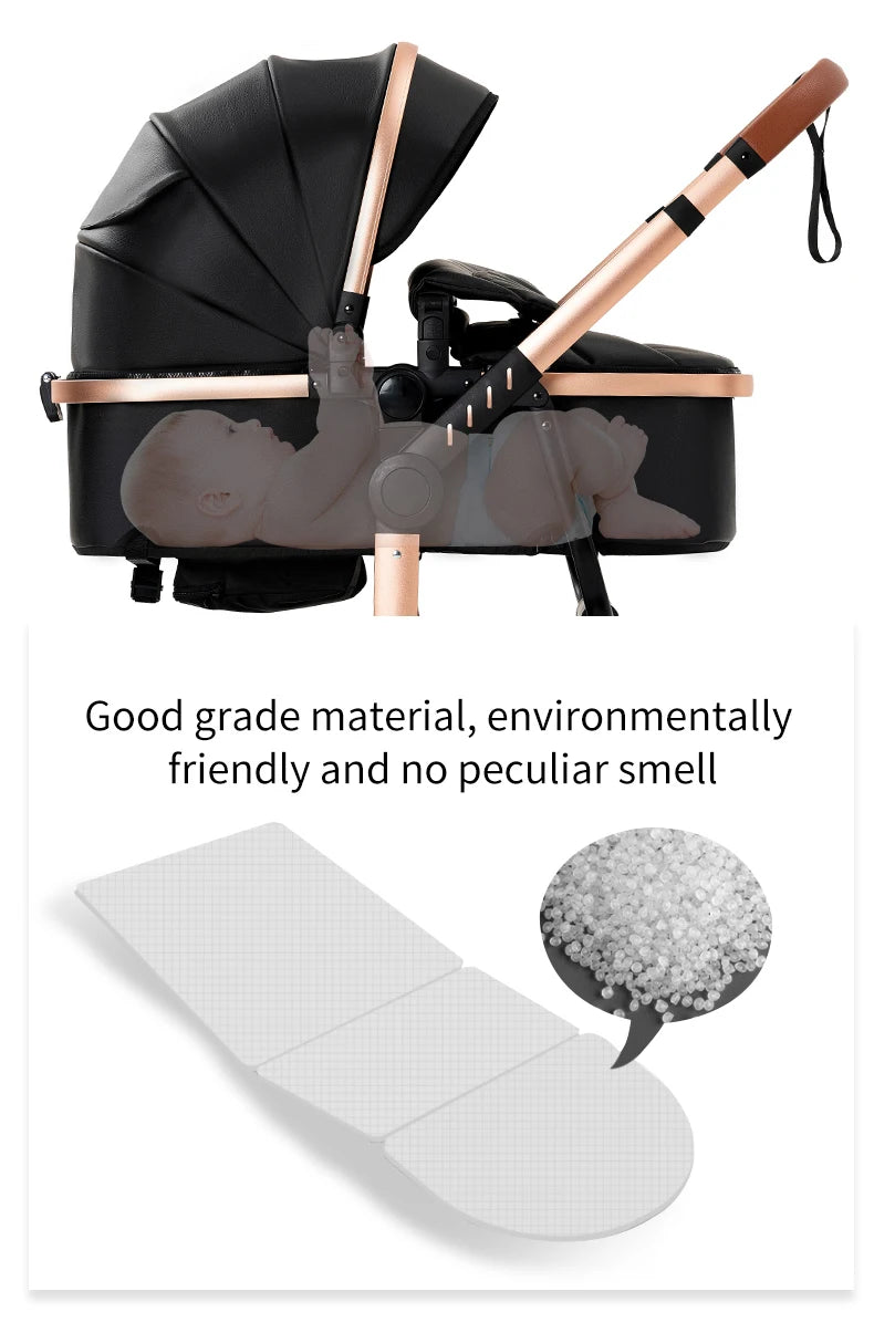 Blambi® Kombi-Kinderwagen Leder 3in1 "Orion-Lux"