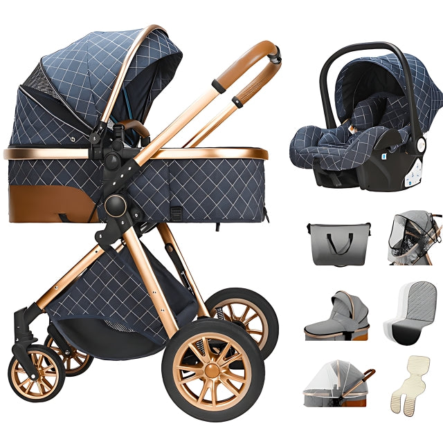 Blambi® Luxus Kombi-Kinderwagen Premium 3in1 "Sirius Pro 2"