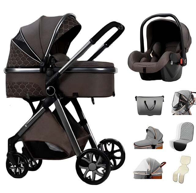 Blambi® Luxus Kombi-Kinderwagen Premium 3in1 "Sirius Pro 2"