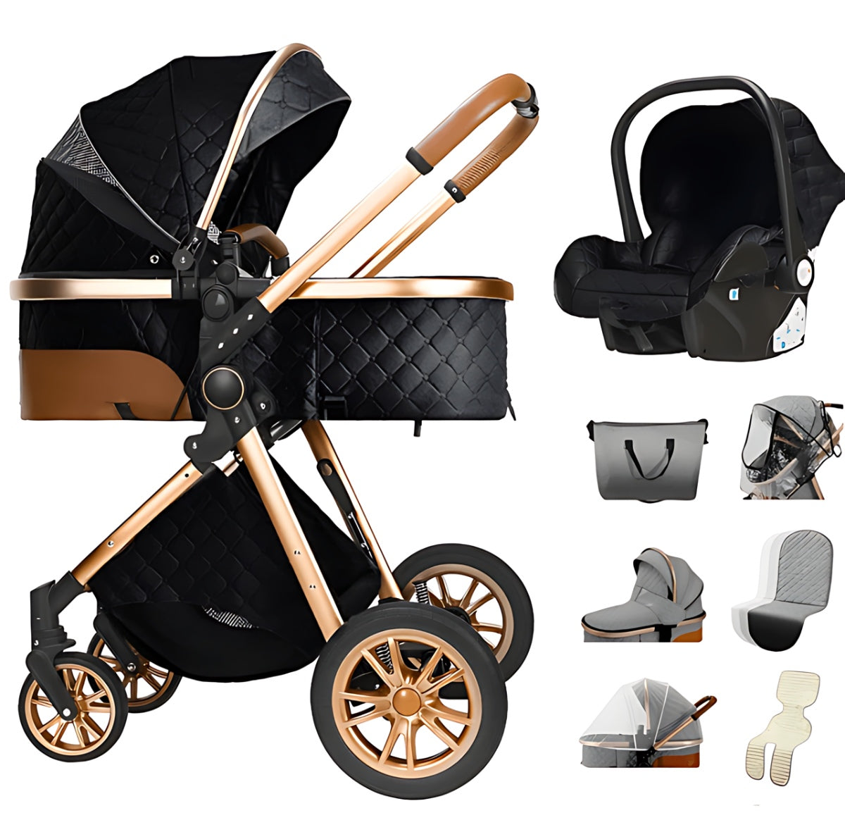 Blambi® Luxus Kombi-Kinderwagen Premium 3in1 "Sirius Pro 2"