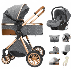 Blambi® Luxus Kombi-Kinderwagen Premium 3in1 "Sirius Pro 2"